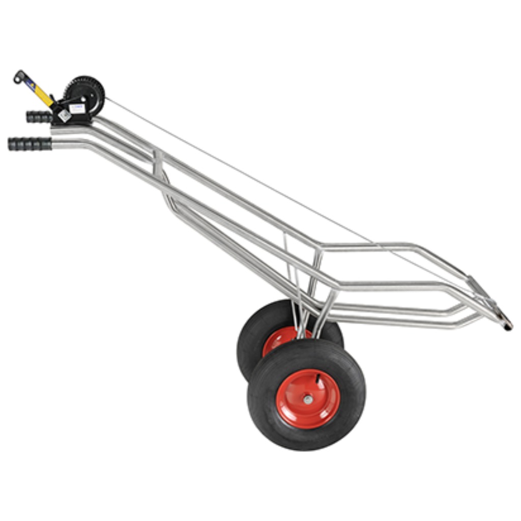 Carrello porta salme con tornio autocaricante in acciaio inox 